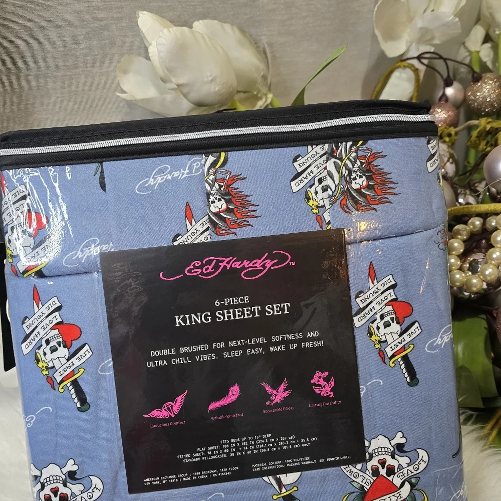Ed Hardy 6Piece King Double Brushed sheet set.Brand new